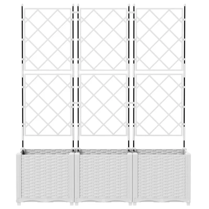 Sodo vazonas 3 pcs Baltas 120 x 40 x 143 cm Plastmasė