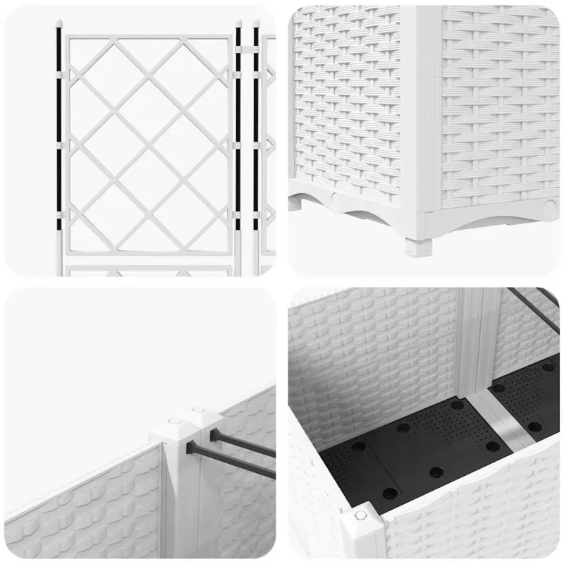 Sodo vazonas 3 pcs Baltas 120 x 40 x 143 cm Plastmasė