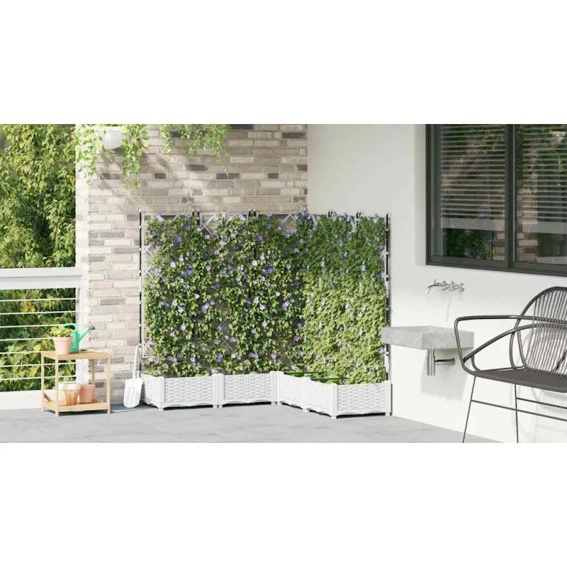 Sodo vazonas 5 pcs Baltas 120 x 120 x 125,5 cm Plastmasė