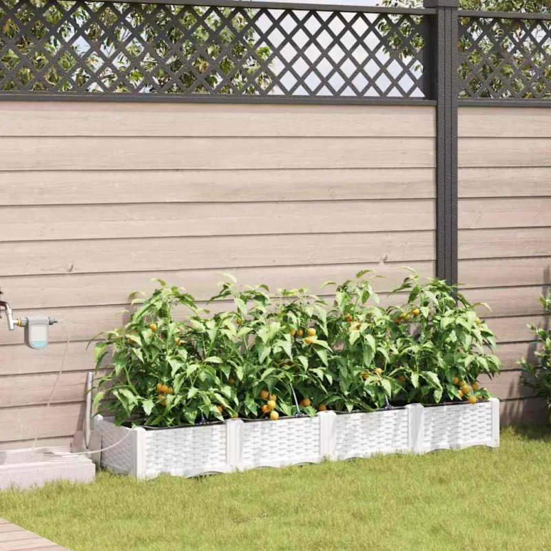 Sodo vazonas 4 pcs Baltas 160 x 40 x 22 cm Plastmasė
