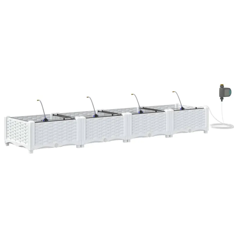 Sodo vazonas 4 pcs Baltas 160 x 40 x 22 cm Plastmasė