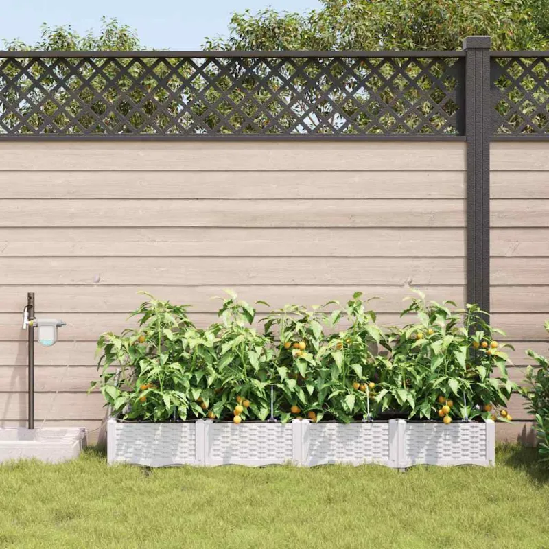 Sodo vazonas 4 pcs Baltas 160 x 40 x 22 cm Plastmasė