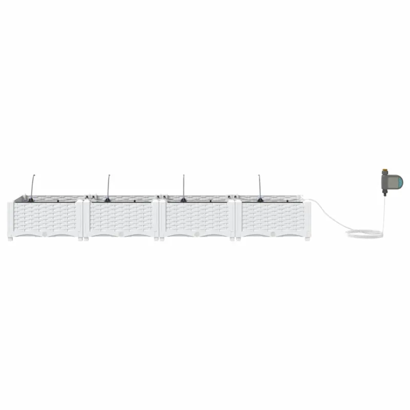 Sodo vazonas 4 pcs Baltas 160 x 40 x 22 cm Plastmasė