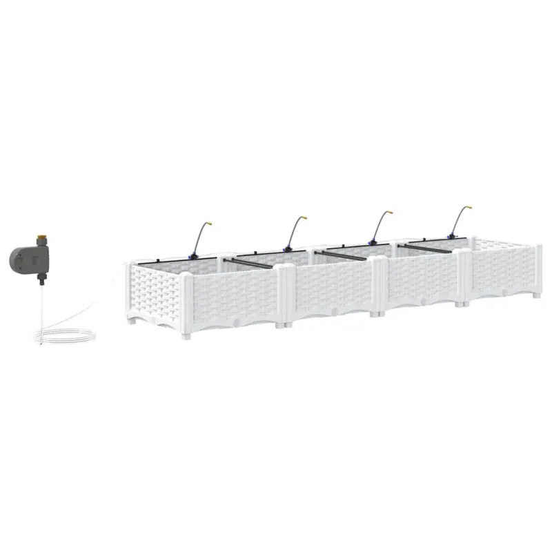 Sodo vazonas 4 pcs Baltas 160 x 40 x 22 cm Plastmasė