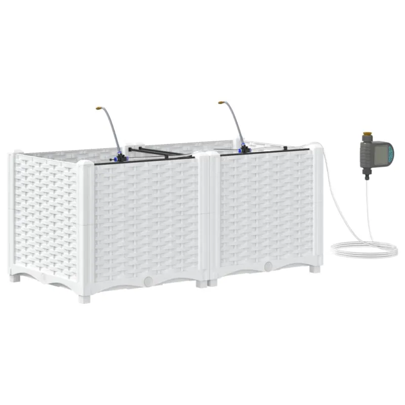 Sodo vazonas 2 pcs Baltas 80 x 40 x 37,5 cm Plastmasė