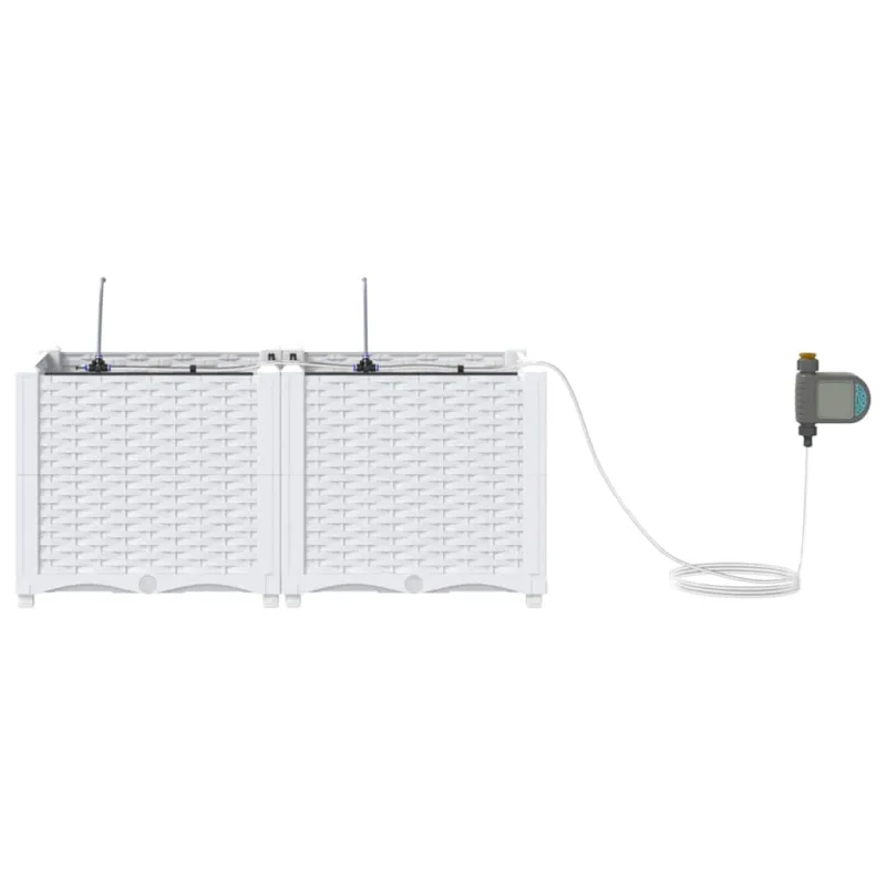 Sodo vazonas 2 pcs Baltas 80 x 40 x 37,5 cm Plastmasė