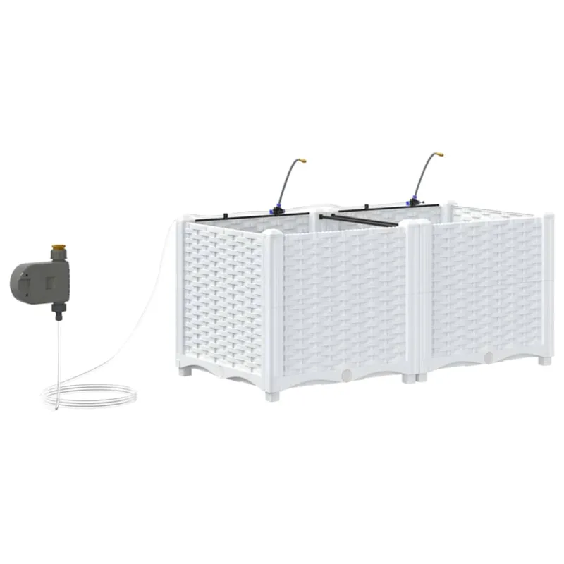 Sodo vazonas 2 pcs Baltas 80 x 40 x 37,5 cm Plastmasė