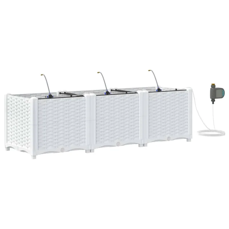 Sodo vazonas 3 pcs Baltas 120 x 40 x 37,5 cm Plastmasė