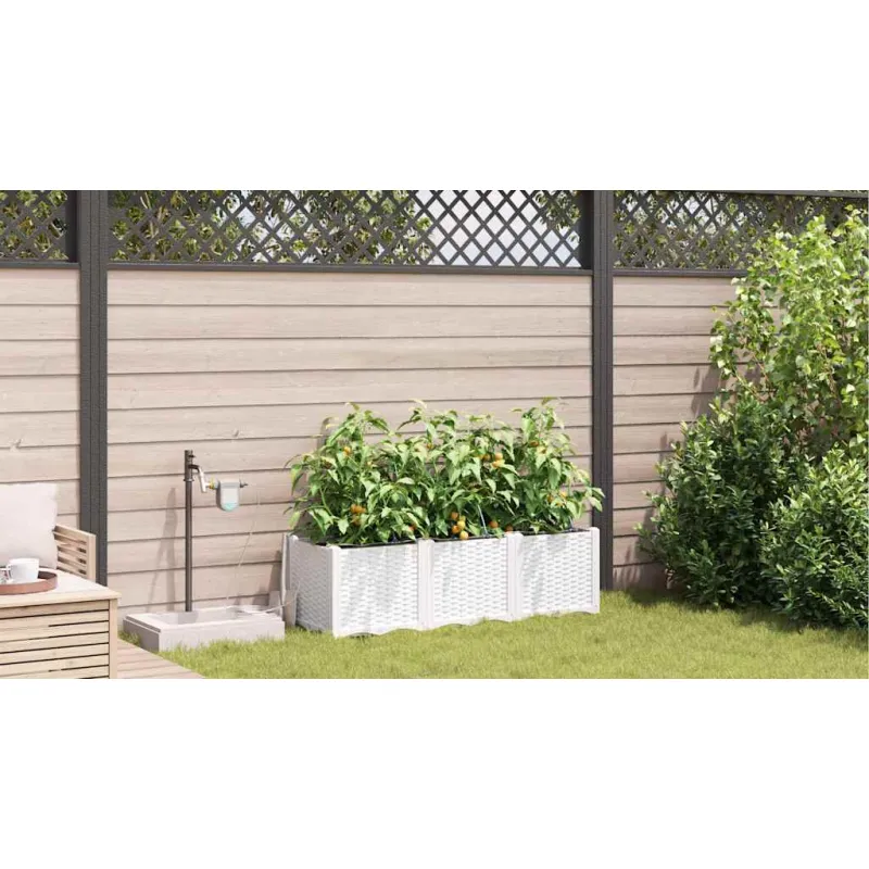 Sodo vazonas 3 pcs Baltas 120 x 40 x 37,5 cm Plastmasė