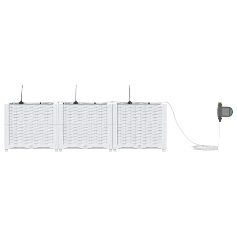 Sodo vazonas 3 pcs Baltas 120 x 40 x 37,5 cm Plastmasė