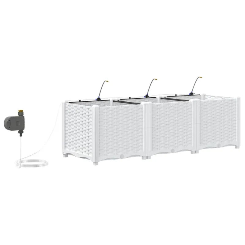 Sodo vazonas 3 pcs Baltas 120 x 40 x 37,5 cm Plastmasė
