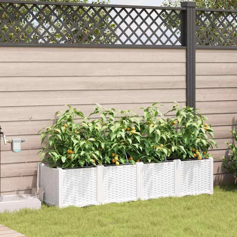 Sodo vazonas 4 pcs Baltas 160 x 40 x 37,5 cm Plastmasė