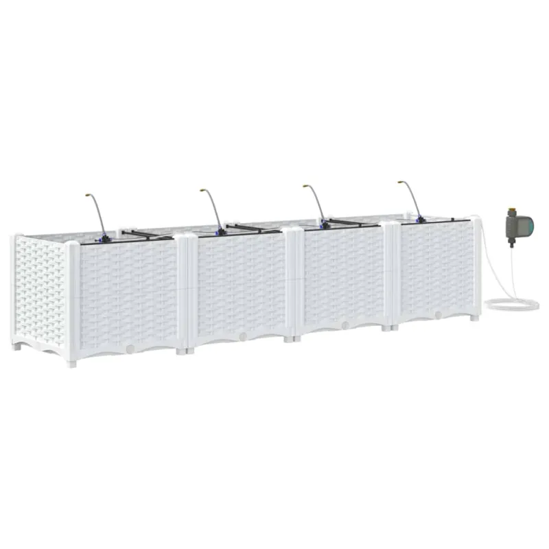 Sodo vazonas 4 pcs Baltas 160 x 40 x 37,5 cm Plastmasė
