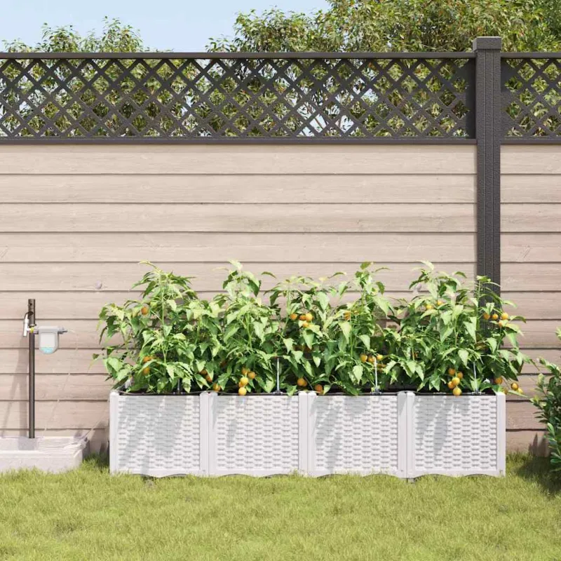 Sodo vazonas 4 pcs Baltas 160 x 40 x 37,5 cm Plastmasė