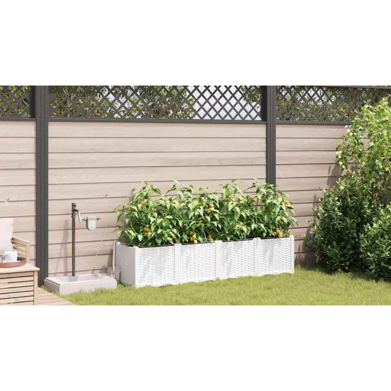 Sodo vazonas 4 pcs Baltas 160 x 40 x 37,5 cm Plastmasė