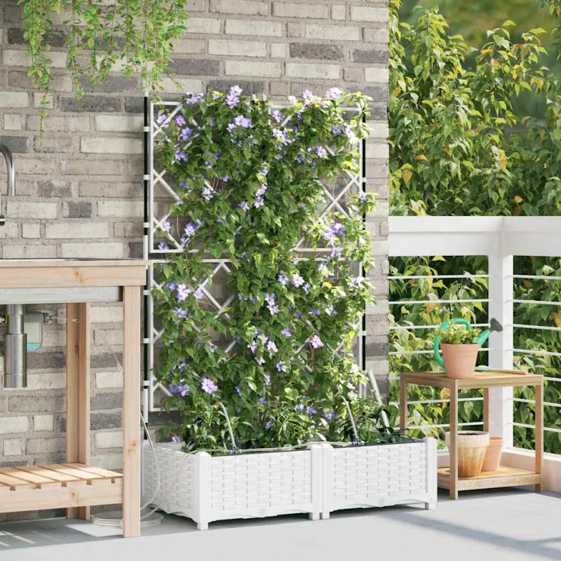 Sodo vazonas 2 pcs Baltas 80 x 40 x 126 cm Plastmasė