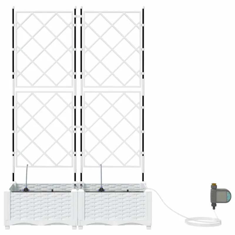 Sodo vazonas 2 pcs Baltas 80 x 40 x 126 cm Plastmasė