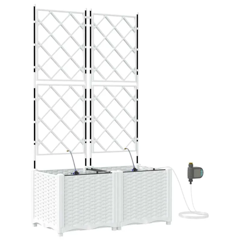 Sodo vazonas 2 pcs Baltas 80 x 40 x 142 cm Plastmasė