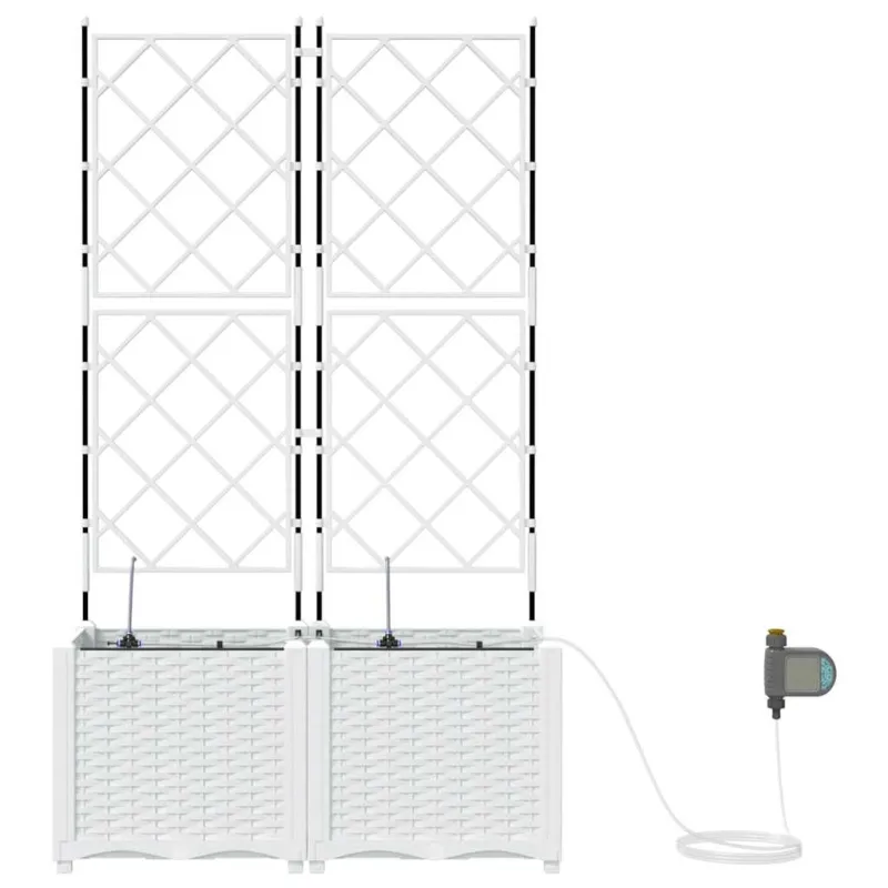 Sodo vazonas 2 pcs Baltas 80 x 40 x 142 cm Plastmasė