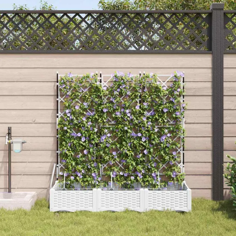 Sodo vazonas 3 pcs Baltas 120 x 40 x 126 cm Plastmasė