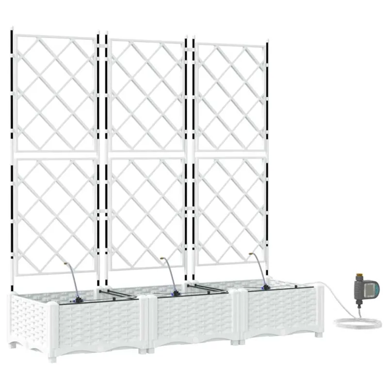 Sodo vazonas 3 pcs Baltas 120 x 40 x 126 cm Plastmasė