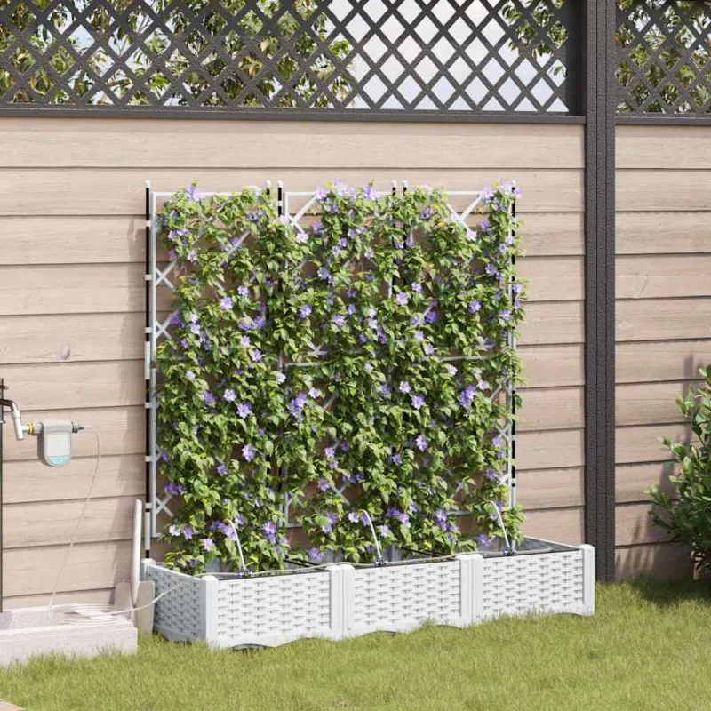 Sodo vazonas 3 pcs Baltas 120 x 40 x 126 cm Plastmasė