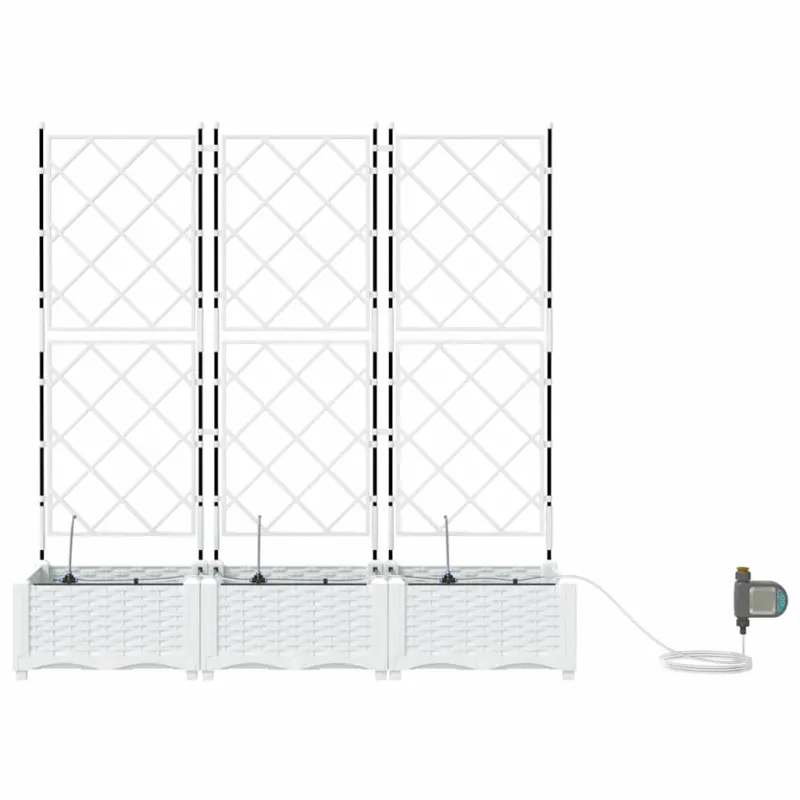 Sodo vazonas 3 pcs Baltas 120 x 40 x 126 cm Plastmasė