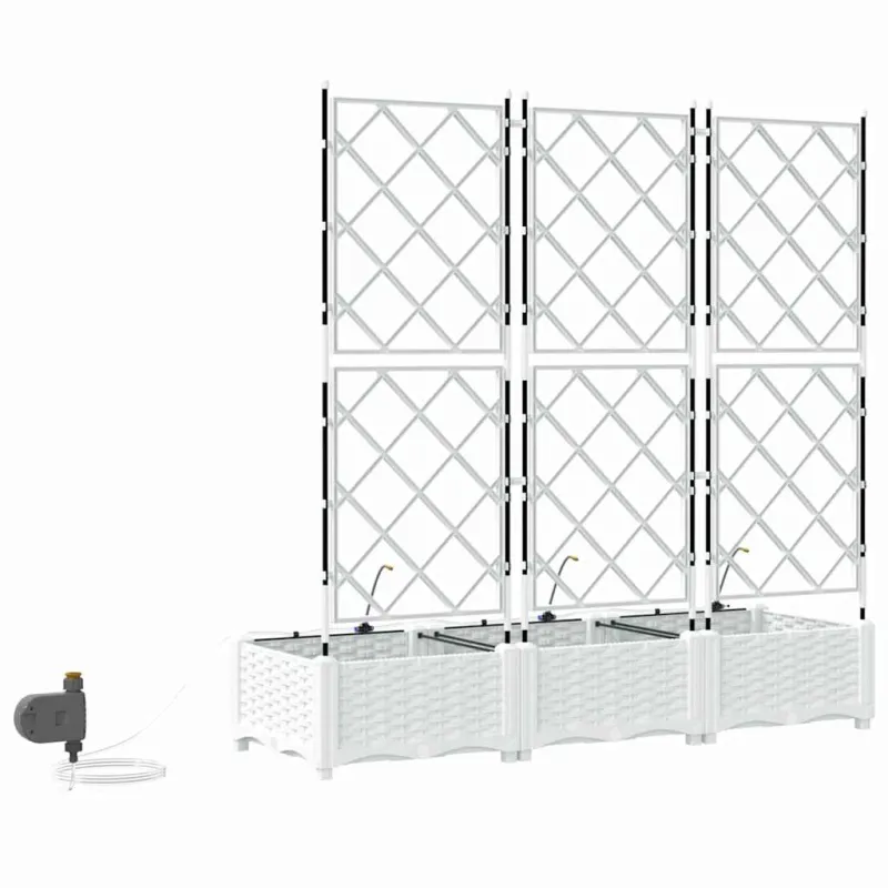 Sodo vazonas 3 pcs Baltas 120 x 40 x 126 cm Plastmasė