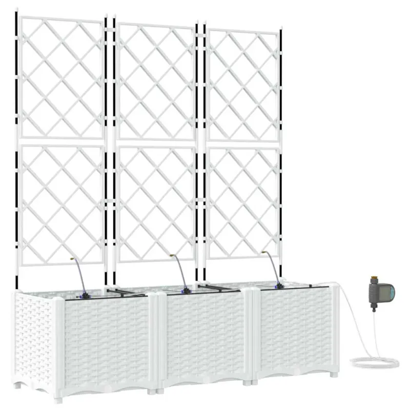Sodo vazonas 3 pcs Baltas 120 x 40 x 142 cm Plastmasė
