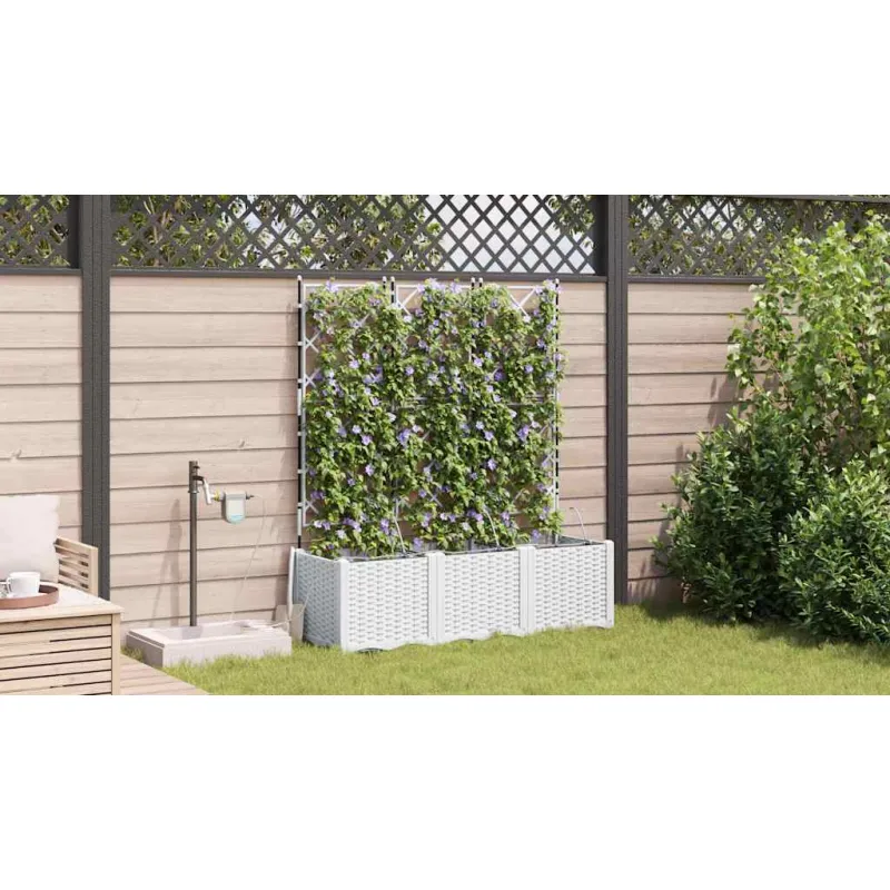 Sodo vazonas 3 pcs Baltas 120 x 40 x 142 cm Plastmasė