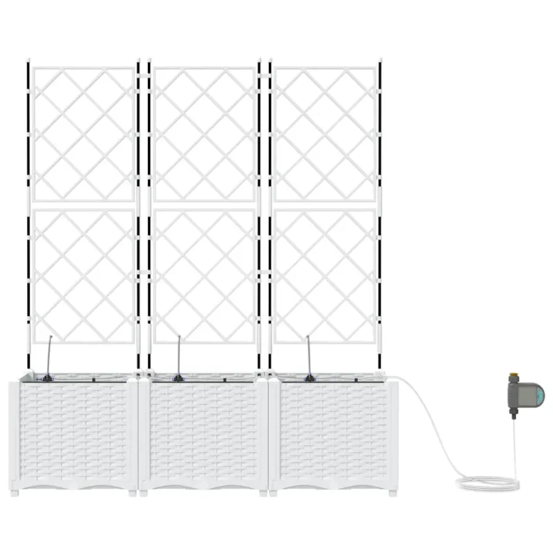 Sodo vazonas 3 pcs Baltas 120 x 40 x 142 cm Plastmasė