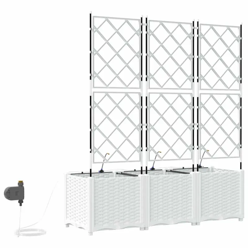 Sodo vazonas 3 pcs Baltas 120 x 40 x 142 cm Plastmasė
