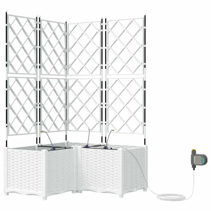 Sodo vazonas 3 pcs Baltas 80 x 80 x 142 cm Plastmasė