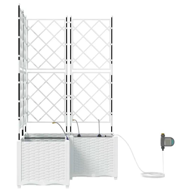 Sodo vazonas 3 pcs Baltas 80 x 80 x 142 cm Plastmasė