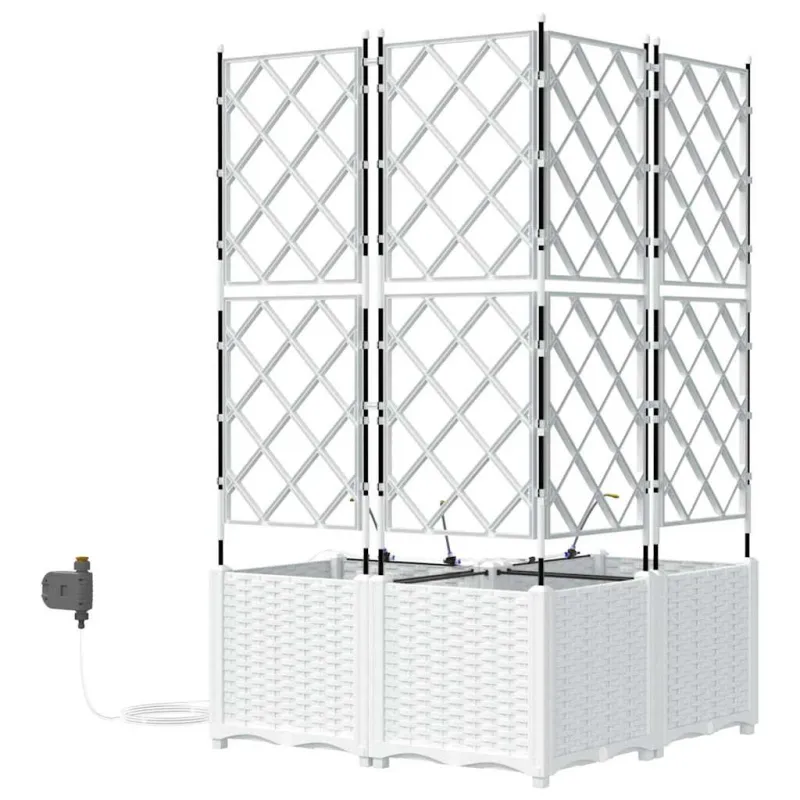 Sodo vazonas 3 pcs Baltas 80 x 80 x 142 cm Plastmasė