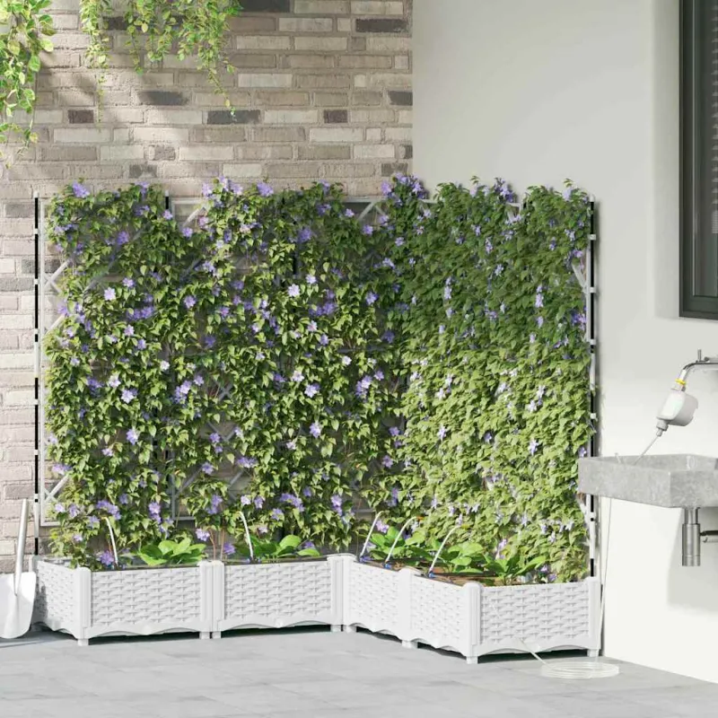 Sodo vazonas 5 pcs Baltas 120 x 120 x 126 cm Plastmasė