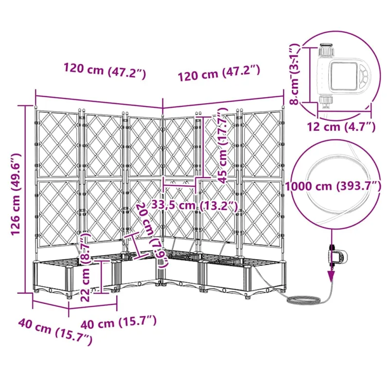 Sodo vazonas 5 pcs Baltas 120 x 120 x 126 cm Plastmasė