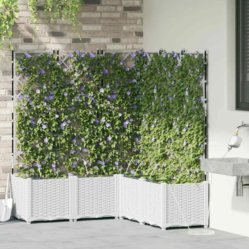 Sodo vazonas 5 pcs Baltas 120 x 120 x 142 cm Plastmasė