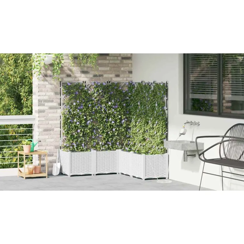 Sodo vazonas 5 pcs Baltas 120 x 120 x 142 cm Plastmasė