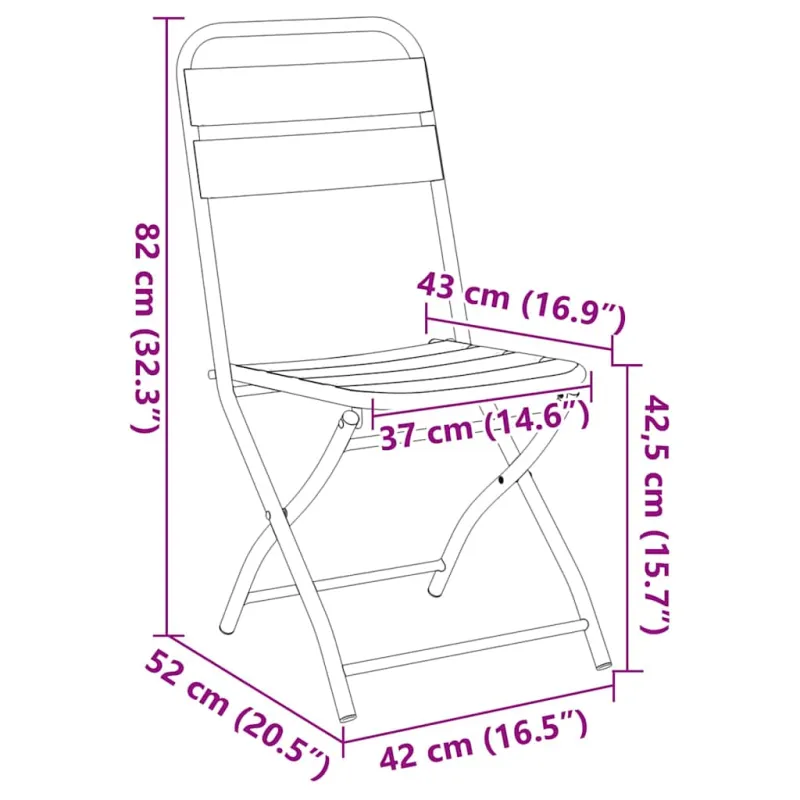 Sodo sulankstoma kėdė 2 pcs Balta 42 x 52 x 82cm