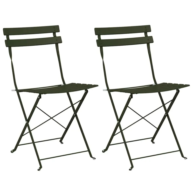Sodo sulankstoma kėdė 2 pcs Žalia 42 x 46 x 82cm metalas