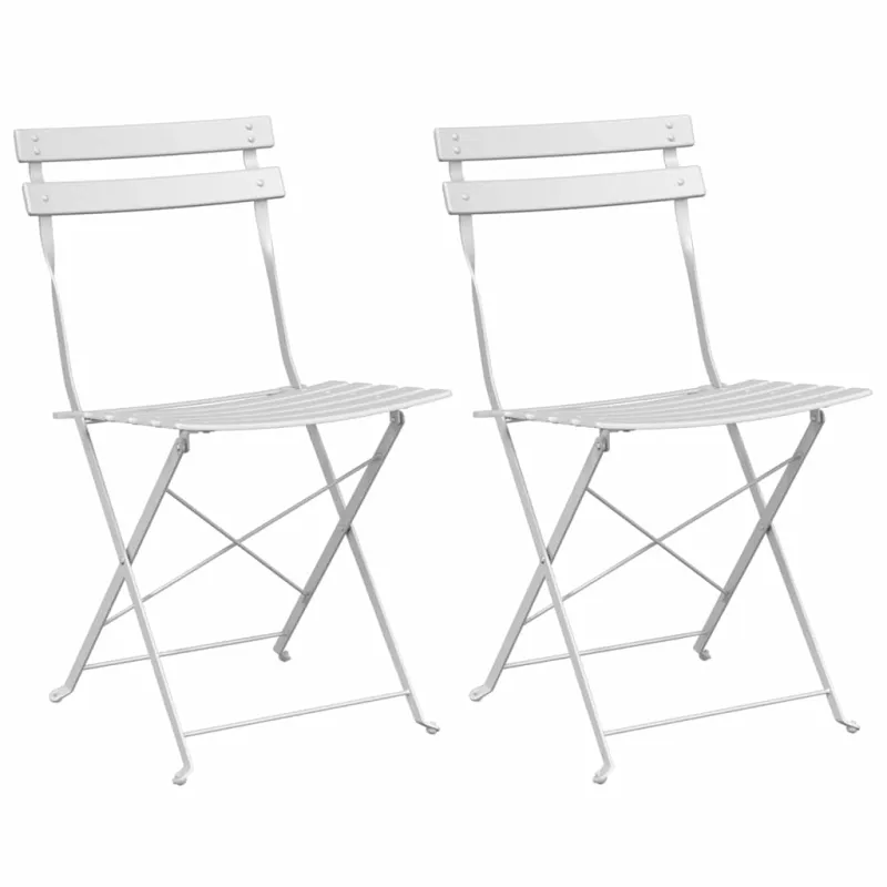 Sodo sulankstoma kėdė 2 pcs Balta 42 x 46 x 82cm metalas