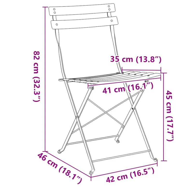 Sodo sulankstoma kėdė 2 pcs Garstyčių 42 x 46 x 82cm metalas