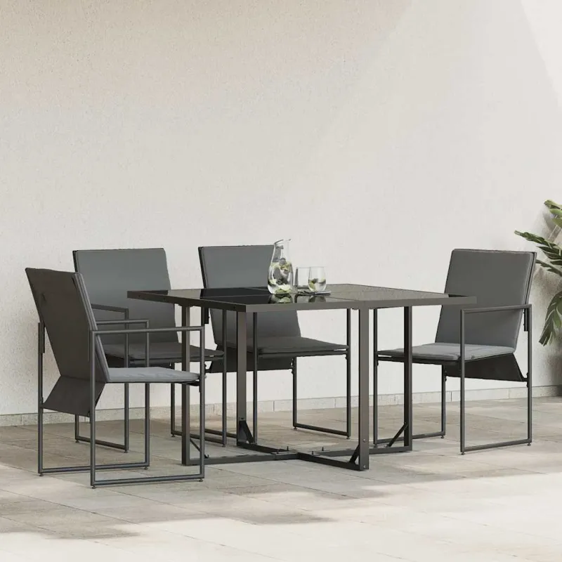 Kėdė su pagalve 4 pcs Juoda ir Antracitas Tekstilenas