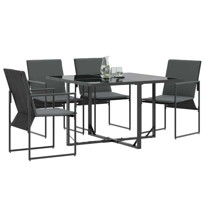 Kėdė su pagalve 4 pcs Juoda ir Antracitas Tekstilenas