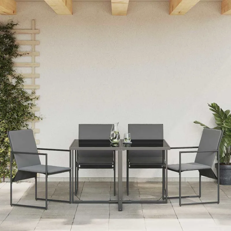 Kėdė su pagalve 4 pcs Juoda ir Antracitas Tekstilenas