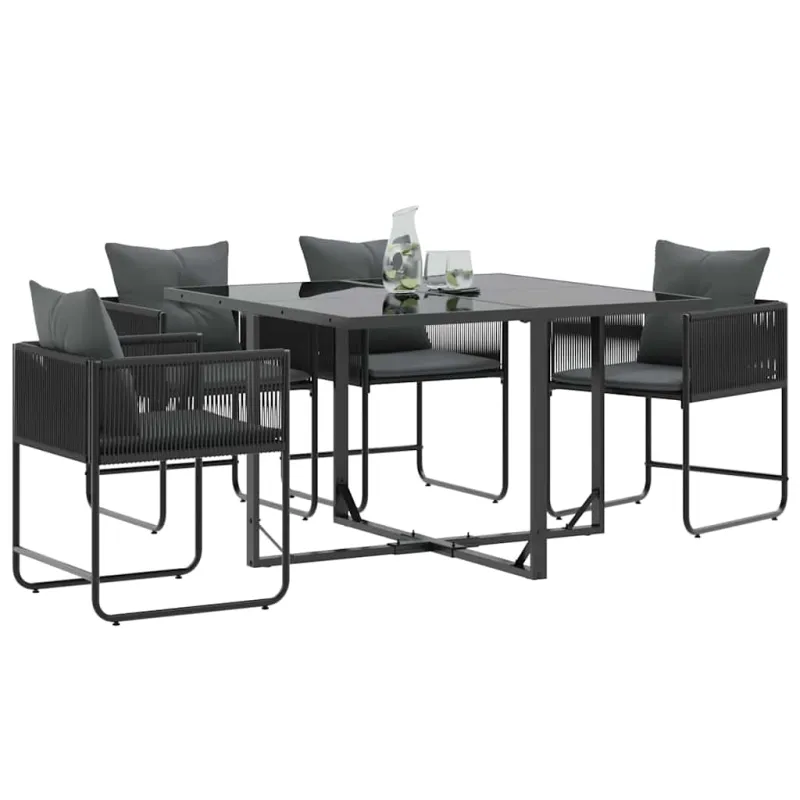 Kėdė su pagalve 4 pcs Juoda ir Antracitas PE ratanas