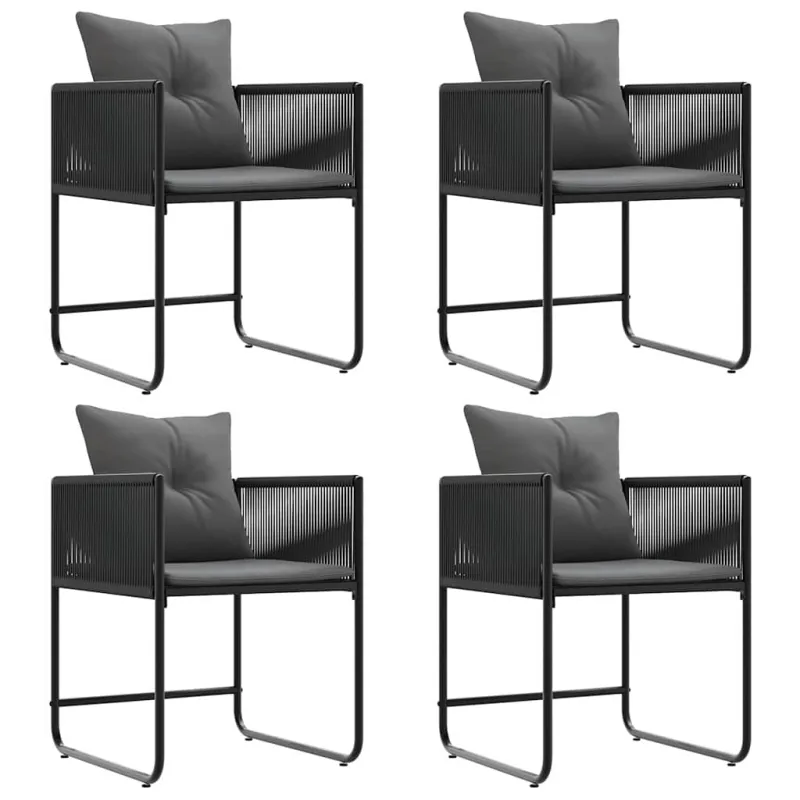 Kėdė su pagalve 4 pcs Juoda ir Antracitas PE ratanas