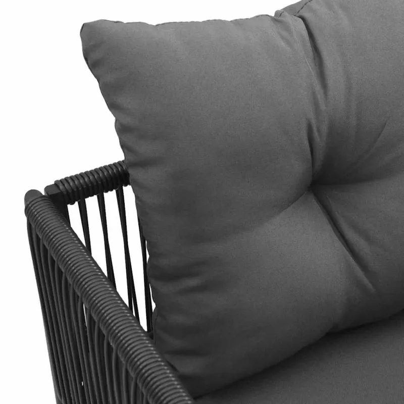Kėdė su pagalve 4 pcs Juoda ir Antracitas PE ratanas