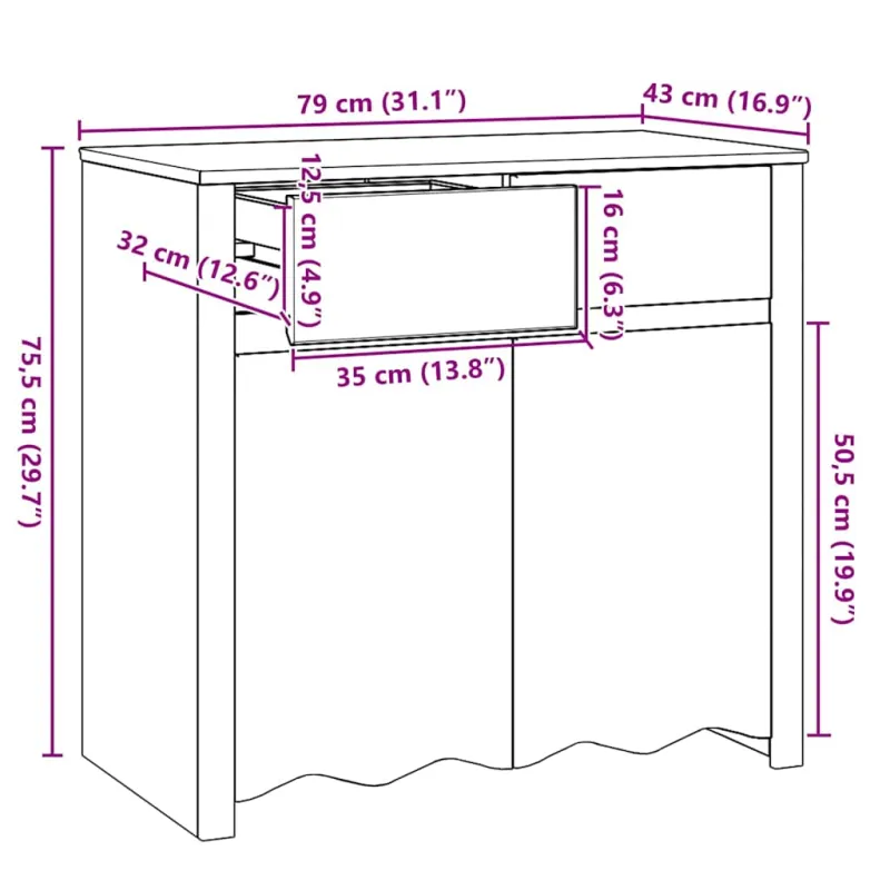 Kabalas Drammen Balta 79 x 43 x 75.5 cm Pušies medienos masyvas